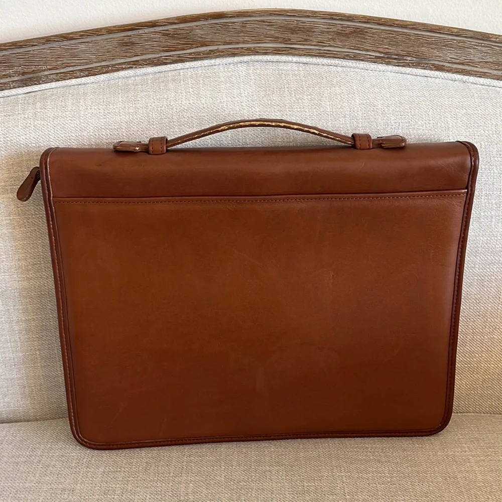 Coach Vintage Brown Leather Large Three Ring Binder Zip Top Handle Folio - Picture 3 of 16